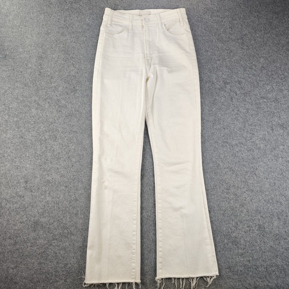 Mother The Hustler Ankle Fray Jeans Women's 25 White Bootcut Denim Stretch